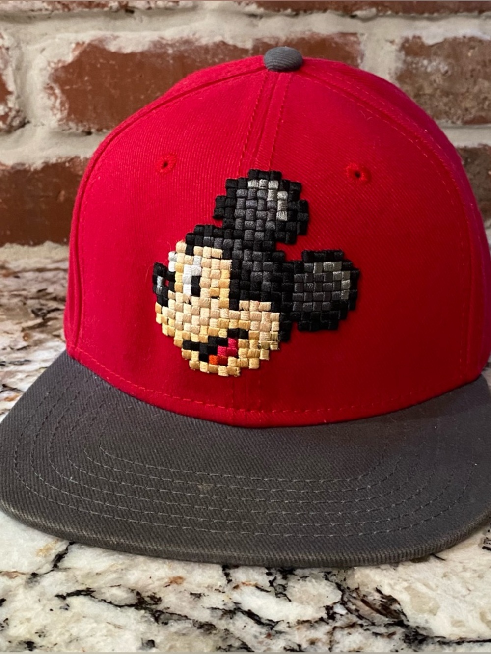 Disney Parks Exclusive Mickey Mouse Cross Stitch Embroidery Youth Hat